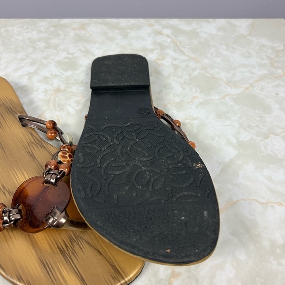River Island BrownThong Beaded Flip Flop Size 10 - Picture 4 of 4